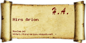 Hirs Arion névjegykártya